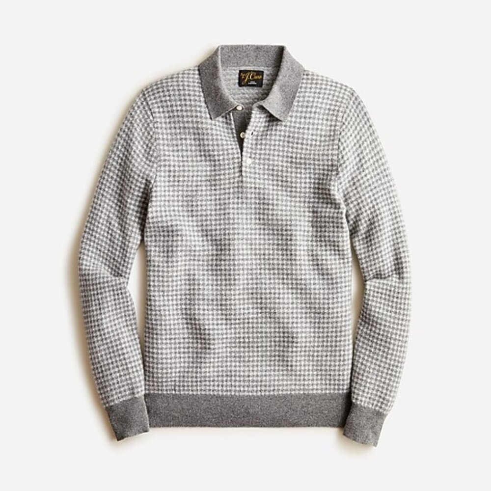 J.Crew Men's 100% Cashmere Gray Polo Sweater